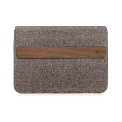 Woodcessories EcoPouch Walnuss/Wollstoff Braun für MacBook 11"/12"/13"