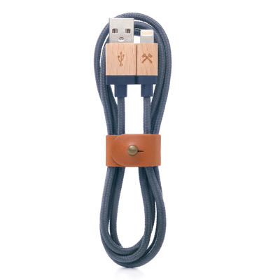 Woodcessories EcoCable Ahorn/Blau Lightning Ladekabel