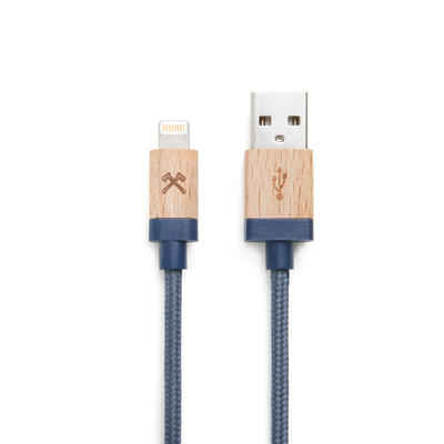 Woodcessories EcoCable Ahorn/Blau Lightning Ladekabel