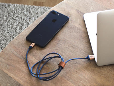 Woodcessories EcoCable Ahorn/Blau Lightning Ladekabel