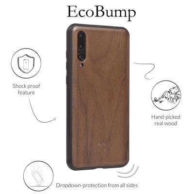 Woodcessories EcoBump noyer/noir pour Huawei P20 Pro