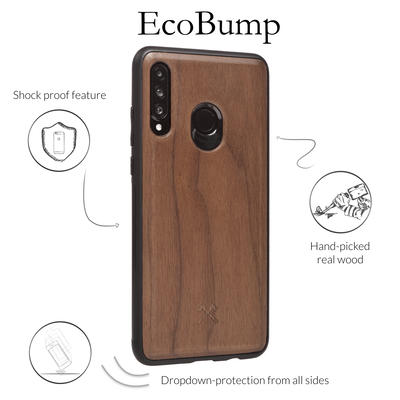 Woodcessories EcoBump noyer/noir pour Huawei P30 Lite