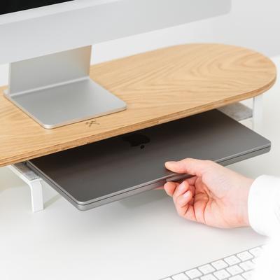 Woodcessories Monitor Stand Single avec étagère chêne/blanc