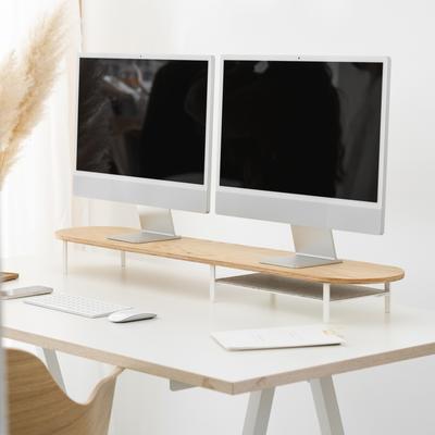 Woodcessories Monitor Stand Dual mit Ablage Eiche/Weiss