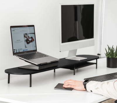 Woodcessories Monitor Stand Dual avec étagère black series/noir