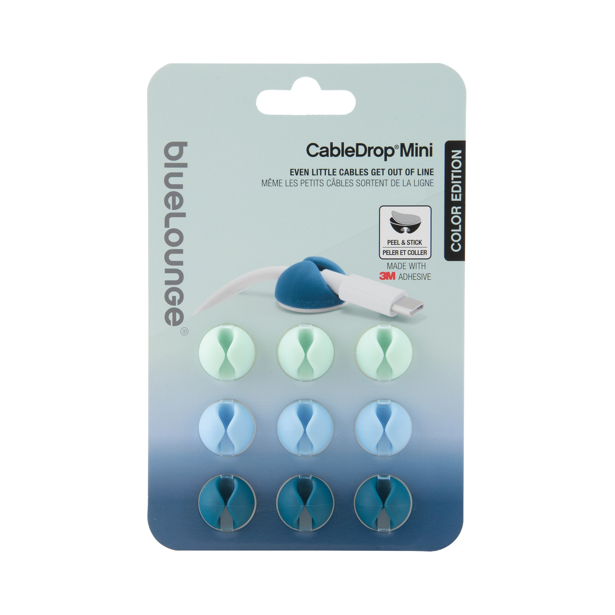 Bluelounge CableDrop Mini Blau-Töne (9 Stück)